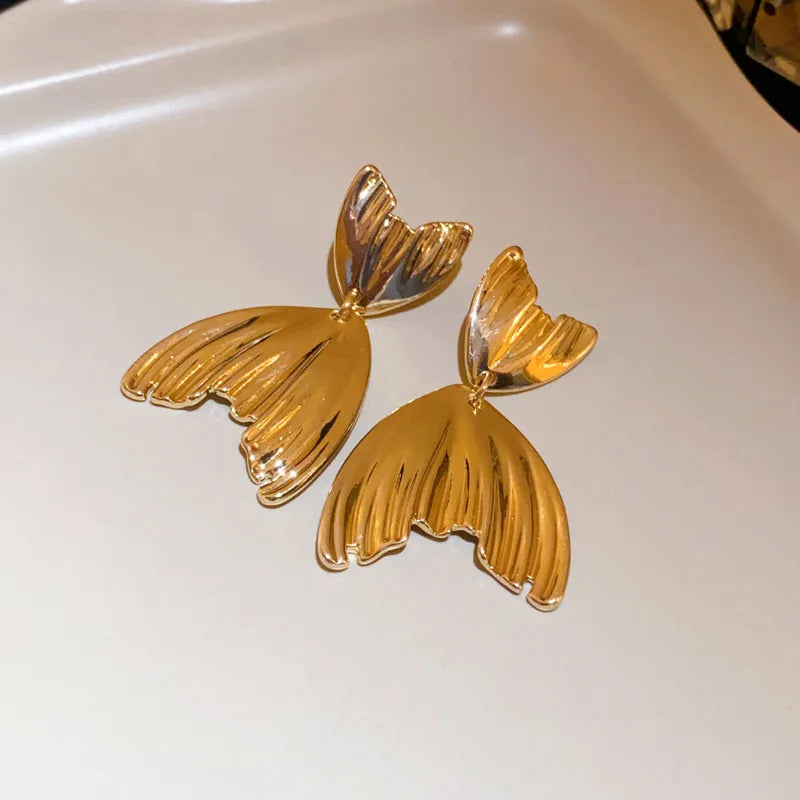 Vintage Fish Style 18k Gold Plated Earrings - TheFindify