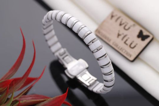 White Gold Fusion Ceramic Bracelet