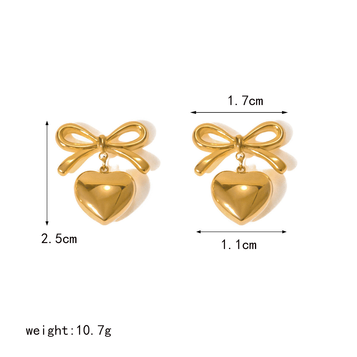 Heart with Bow Drop Earrings