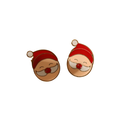 Christmas Sweet Simple Style Santa Claus Enamel Zircon Ear Studs, 14mm, 2.3g - TheFindify