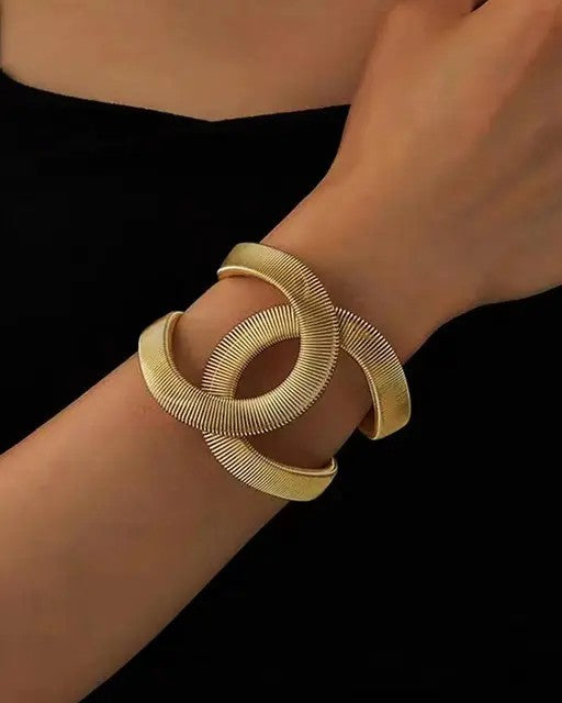 Gold-Plated Anti Tarnish Bangle-Style Cuff Bracelet - TheFindify