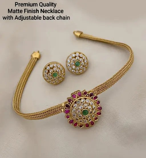 Modern Maharani Agatti Necklace With Earrings - TheFindify