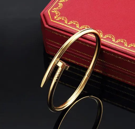 Gold Plated Stainless Steel Anti Tarnish Nail Bracelet - TheFindify