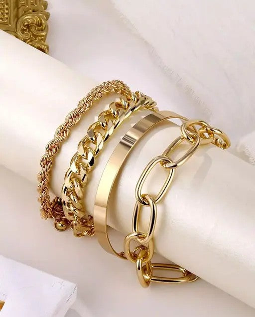 Stunning Gold Plated Multi Strand Bracelet - TheFindify