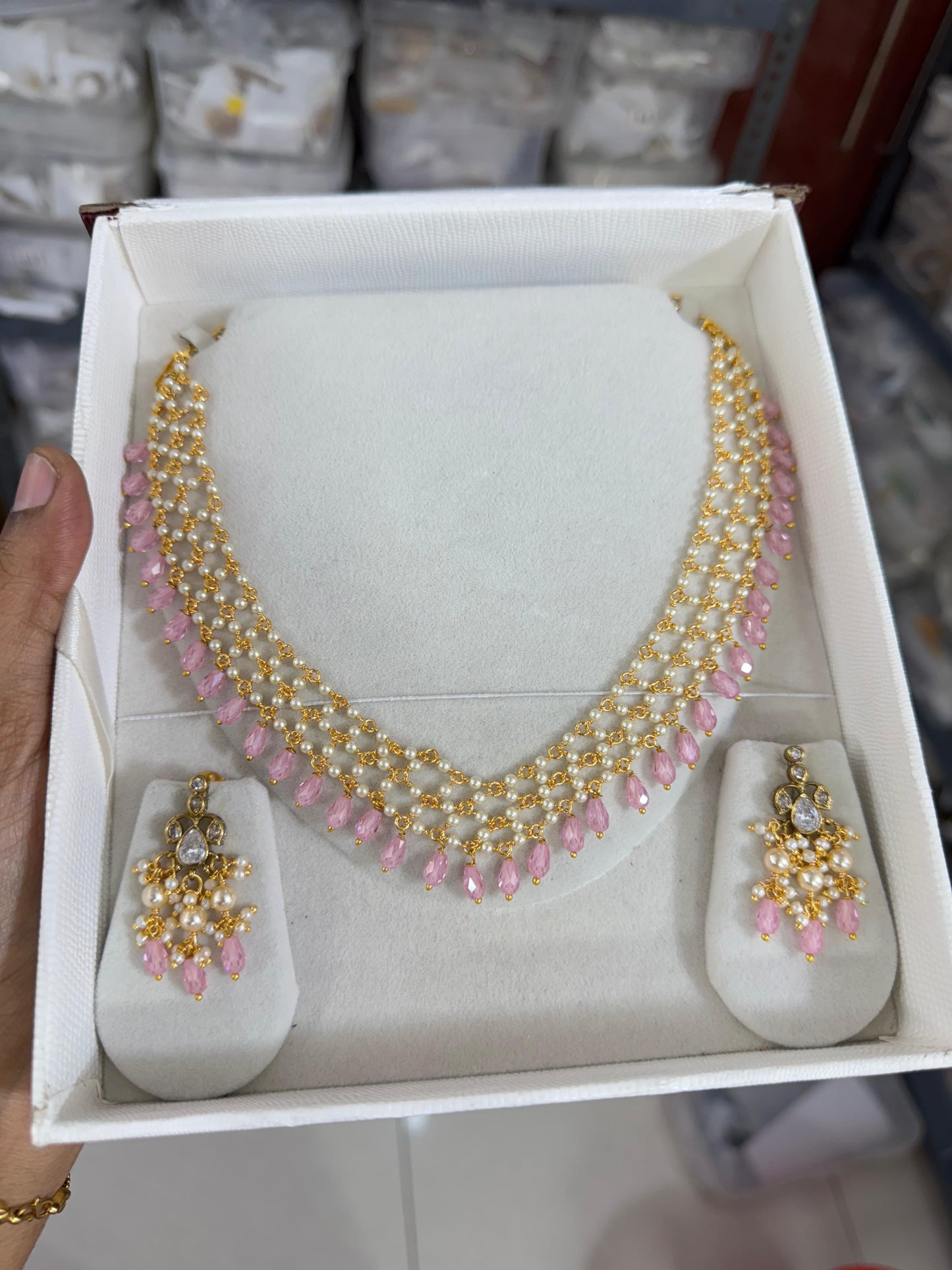 Charming Pink Beads Necklace Set - TheFindify