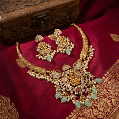 Lakshmi Bridal Necklace – Traditional Gold Temple Jewelry for Weddings &amp; Festive Wear