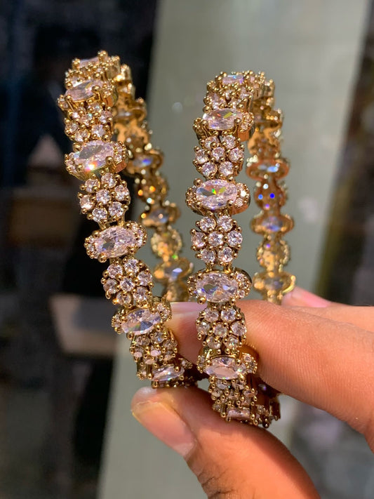 Opulent Crescent Crystal Bangles - TheFindify
