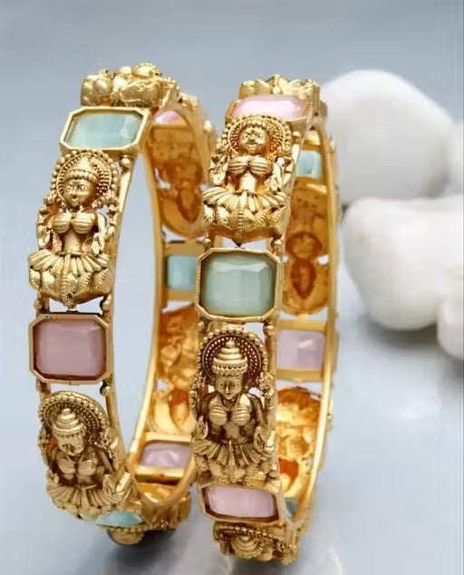  Antique Rajwadi Mint Pink Stone Kada (