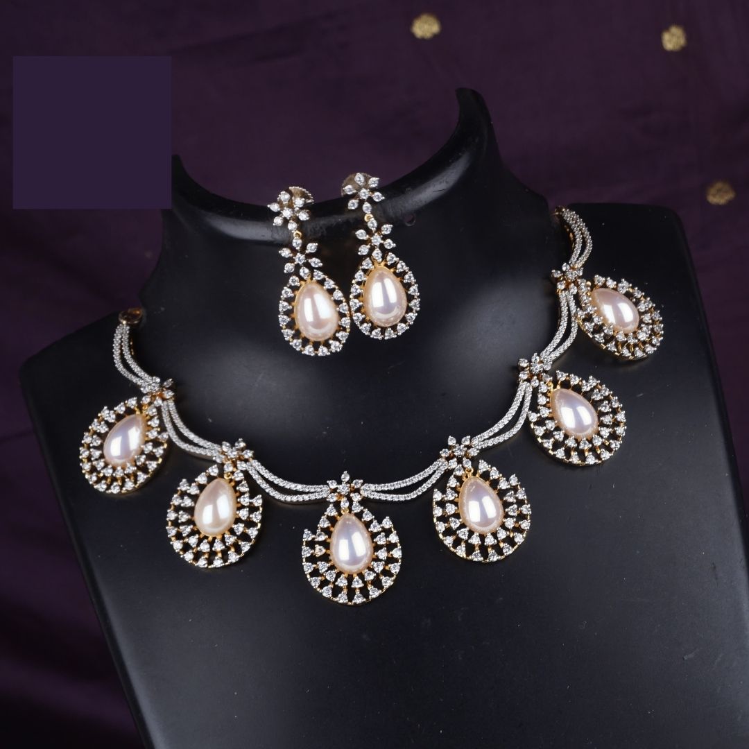 Bridal Ocean Drop Pearl Necklace 