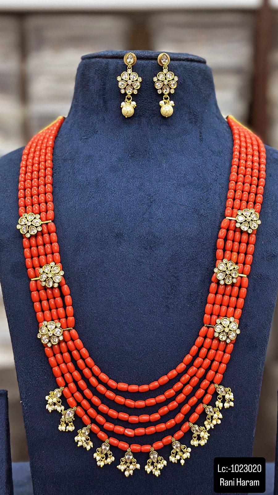 Coral Layered Pearl Drop Necklace - TheFindify