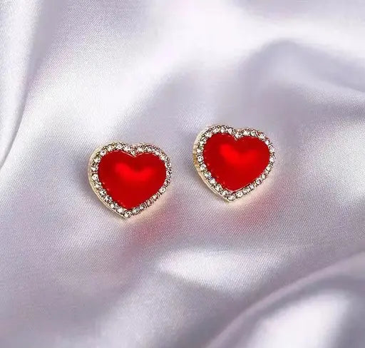 Cute Red Love Korean Earrings - TheFindify
