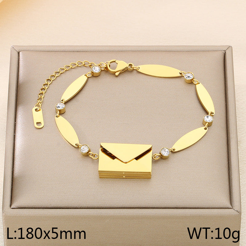 Elegant Envelope Oval 304 Stainless Steel 18K Gold-Plated Bracelets