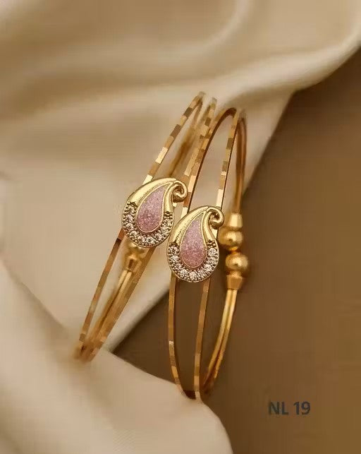 Fancy Adjustable Gold Plated Bracelet & Bangles Set 