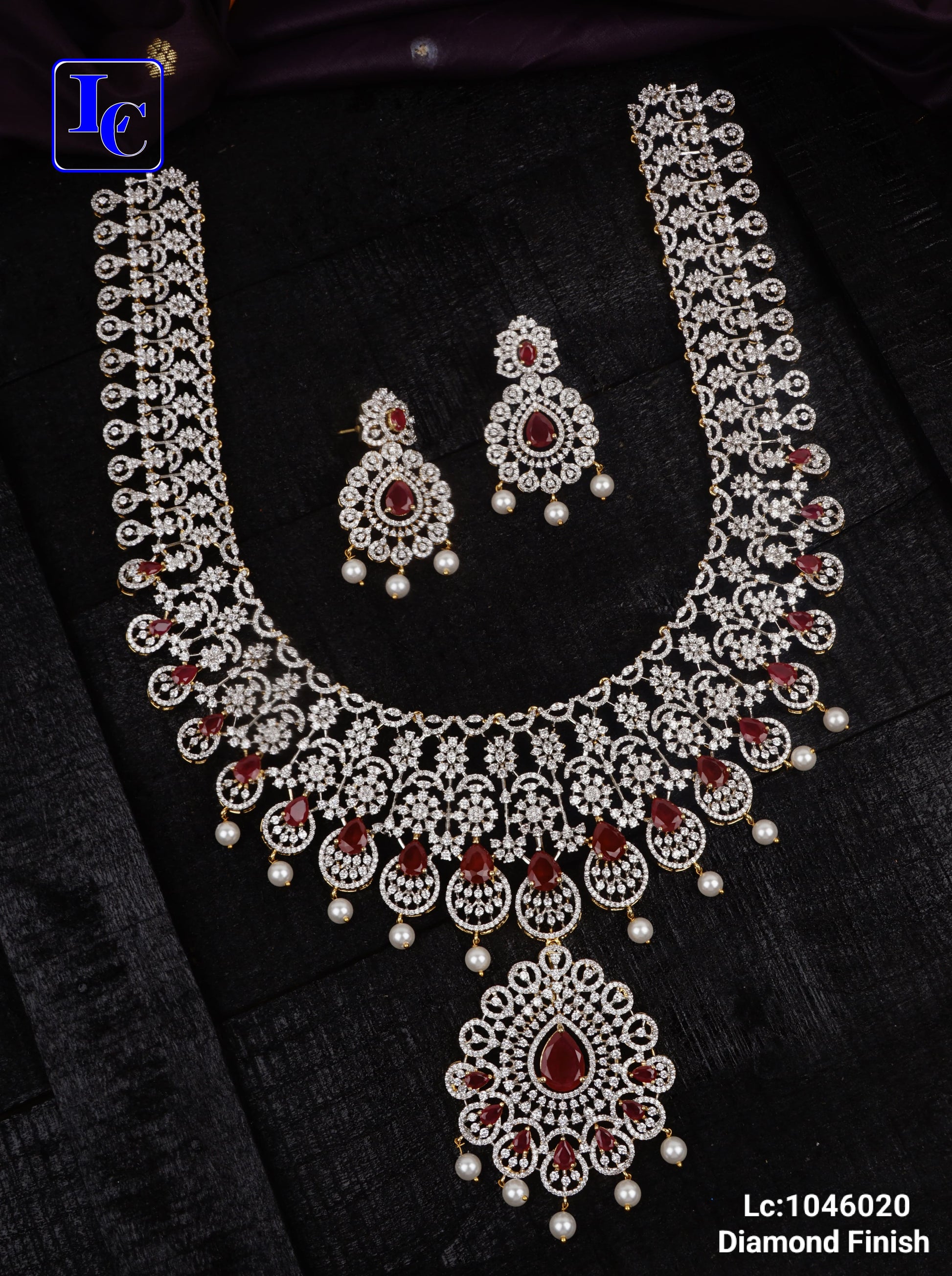 FloraTwist American Diamond Finish Bridal Necklace - TheFindify