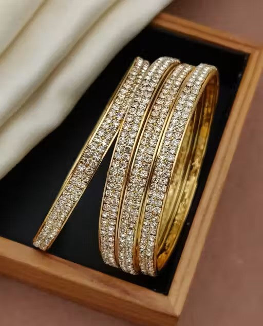 Gold Plated CZ Stone Bangles for Women