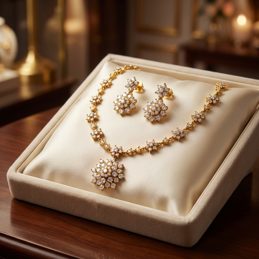 Golden Galaxy Star Statement Necklace Set