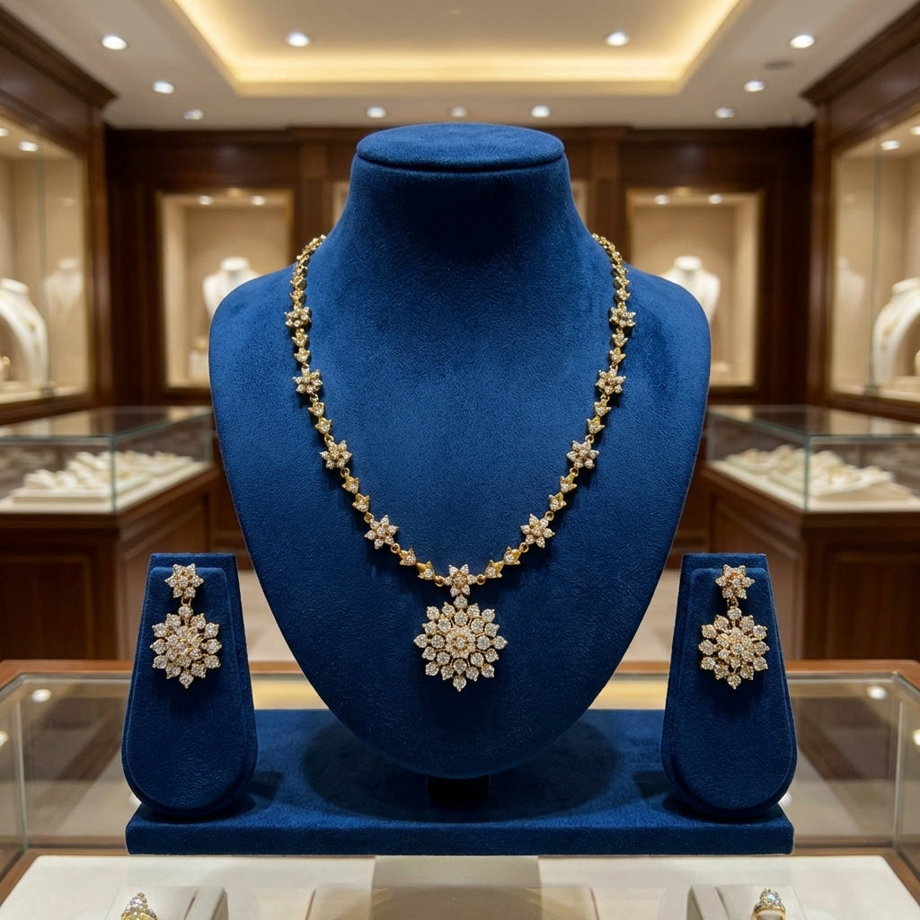 Golden Galaxy Star Statement Necklace Set4