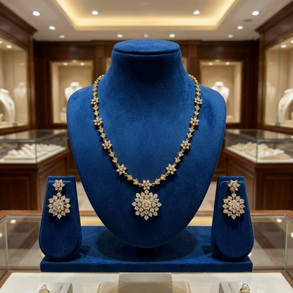 Golden Galaxy Star Statement Necklace Set4