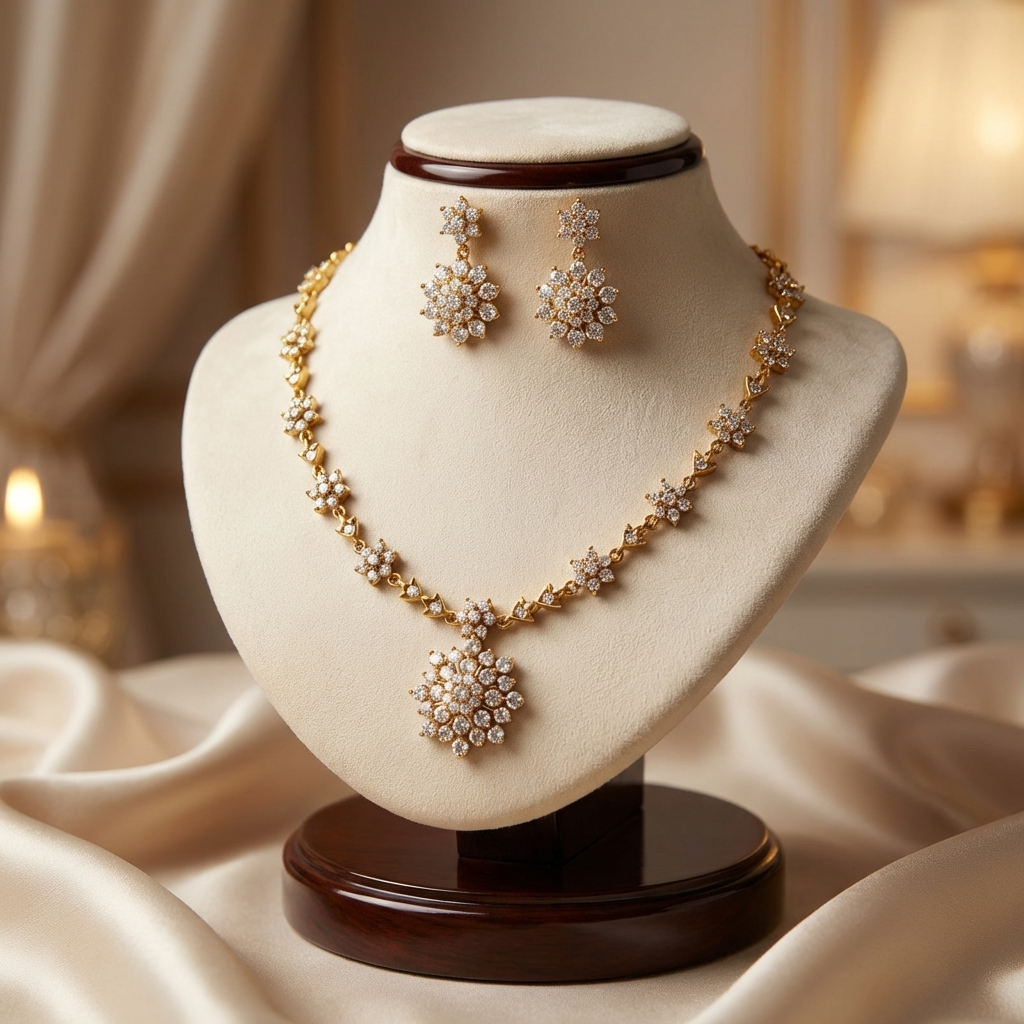 Golden Galaxy Star Statement Necklace Set7