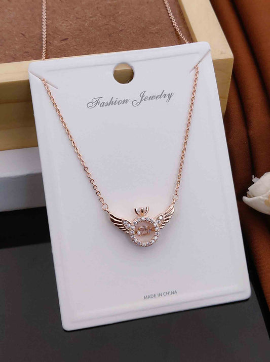 Gilded Elegance Wings Pendant Gold Chain