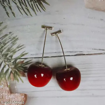 Korean Cherry Big Earrings - TheFindify
