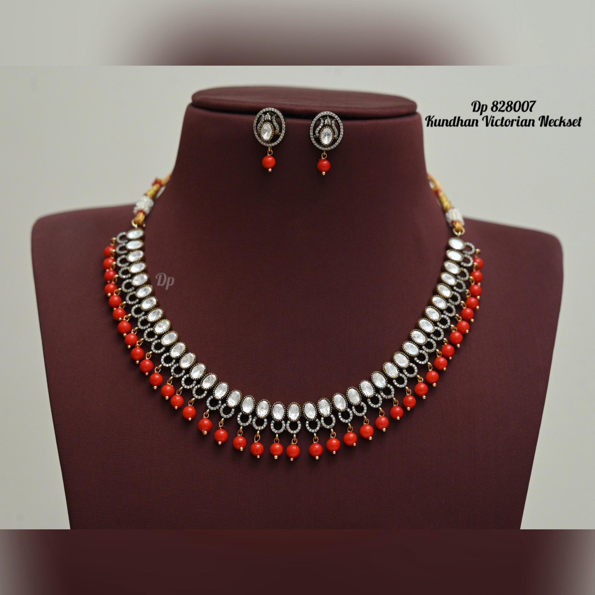 Kundan Victorian Necklace Set - TheFindify