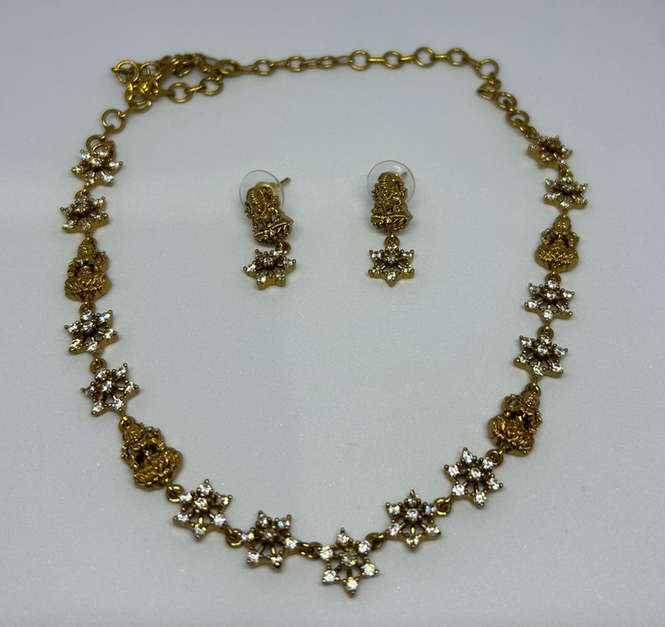 Goddess Lakshmi Floral Necklace Set