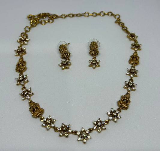 Goddess Lakshmi Floral Necklace Set