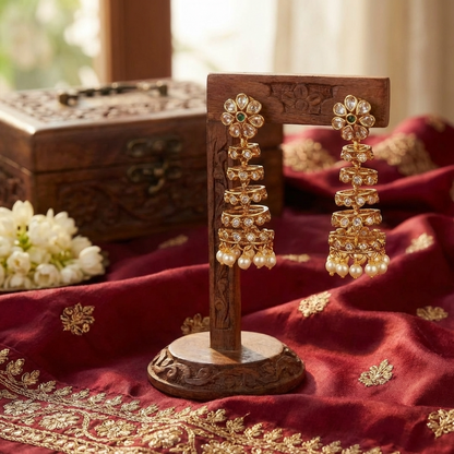 Matte Finish Temple Earrings – Traditional South Indian Gold Look Earrings for Women