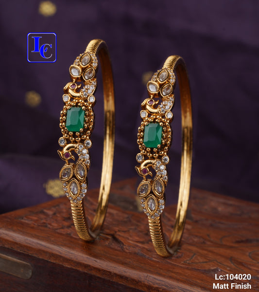 THEFINDIFY Peacock Design Matte Finish Bangles - TheFindify