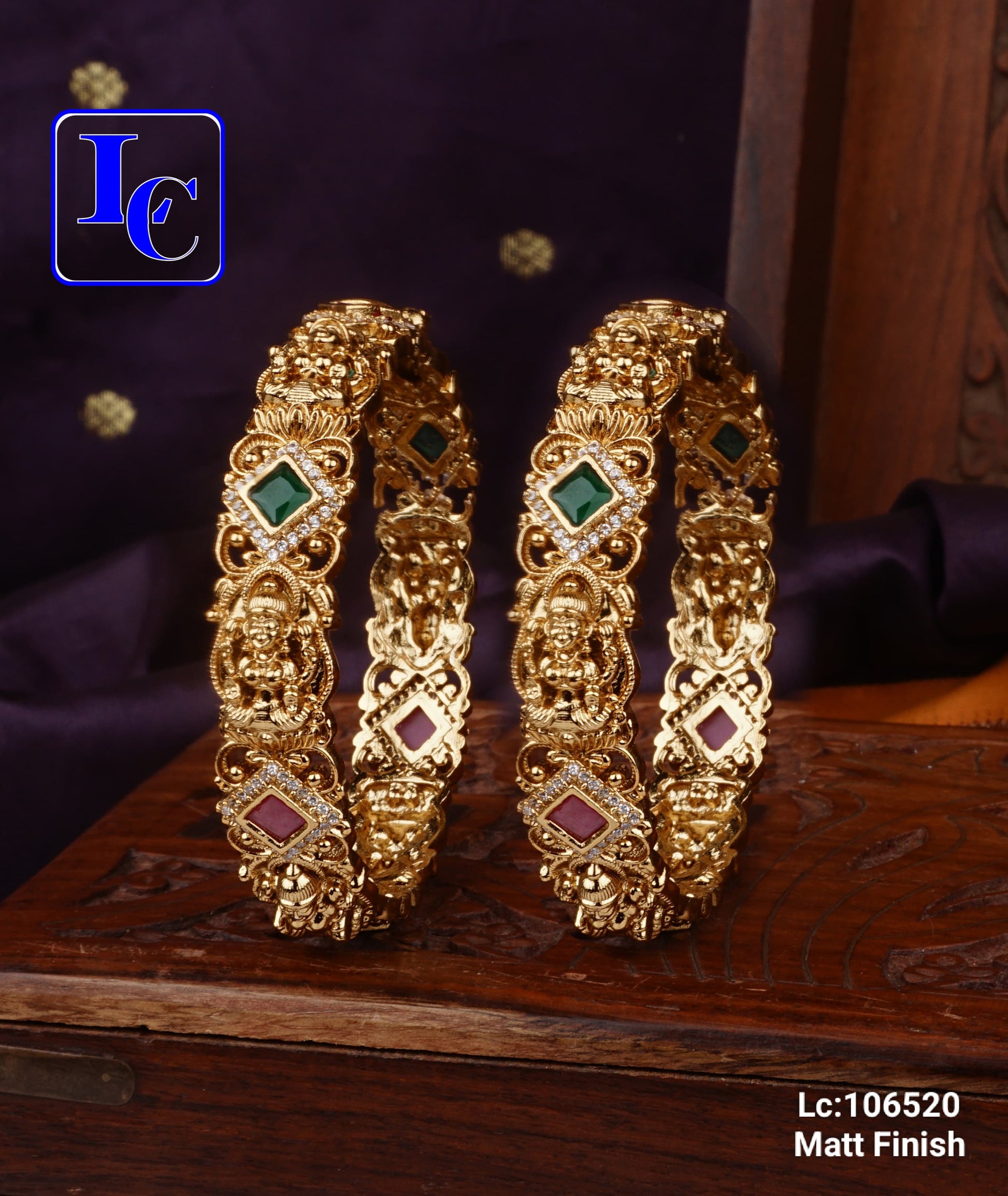 THEFINDIFY Lakshmi Diamond Design Matte Finish Bangles - TheFindify