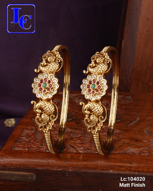 THEFINDIFY Peacock Floral Design Matte Finish Bangles - TheFindify