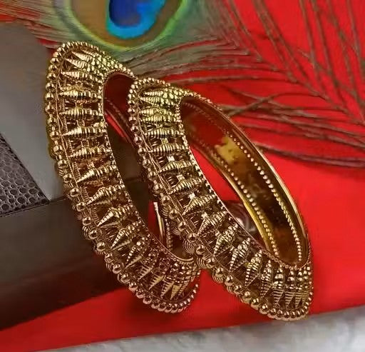 Mehandi Finish Brass Bangles Set
