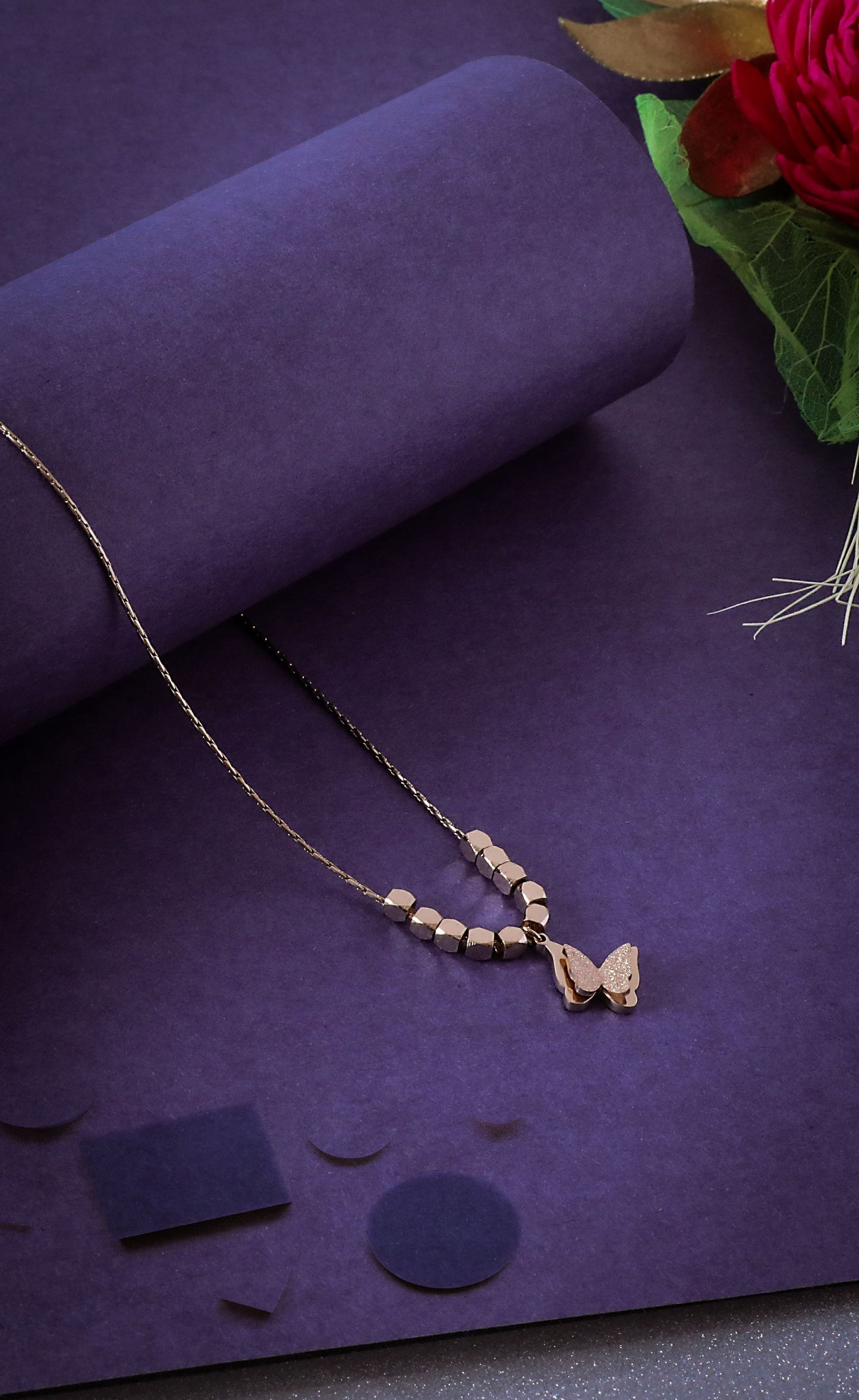 Glittery Butterfly Pendent Gold chain