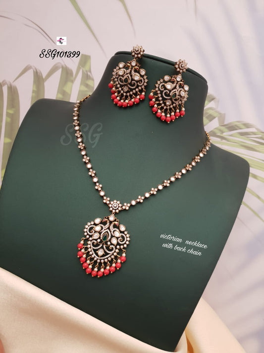 Peacock Inspired Victorian Necklace Set - TheFindify