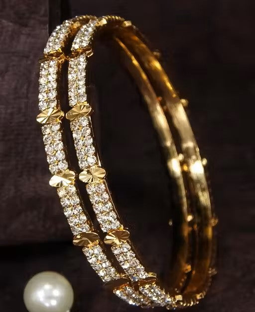 Princess Gold Micro Plated American Diamond Bangle Set
