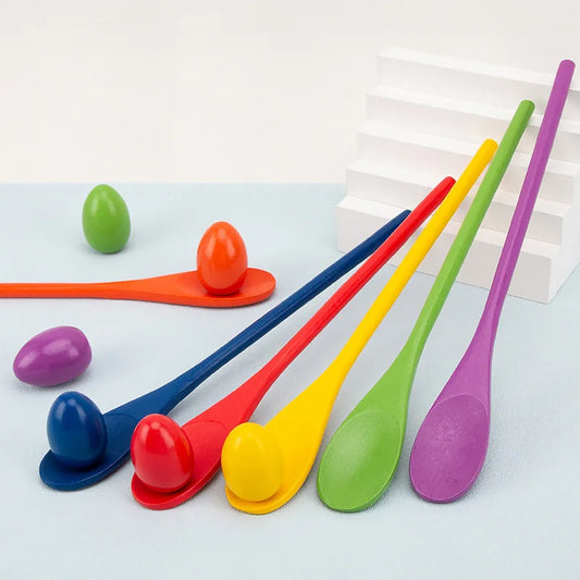 2pc/set Wooden Children's Balance Stick Spoon Toy Ball Parent-child Outdoor Interactive Sense Training Game Egg Toy