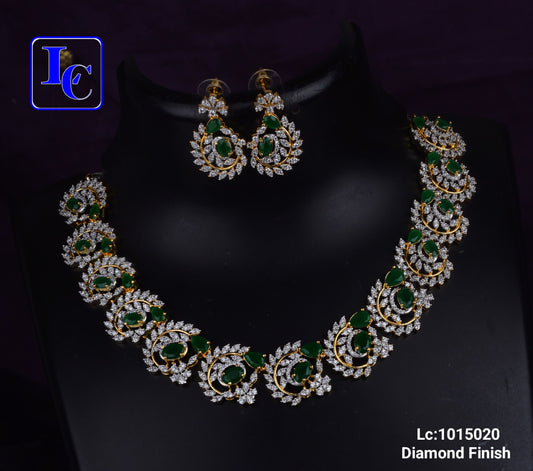 Swarna Saanjh Diamond Finish Necklace Set - TheFindify