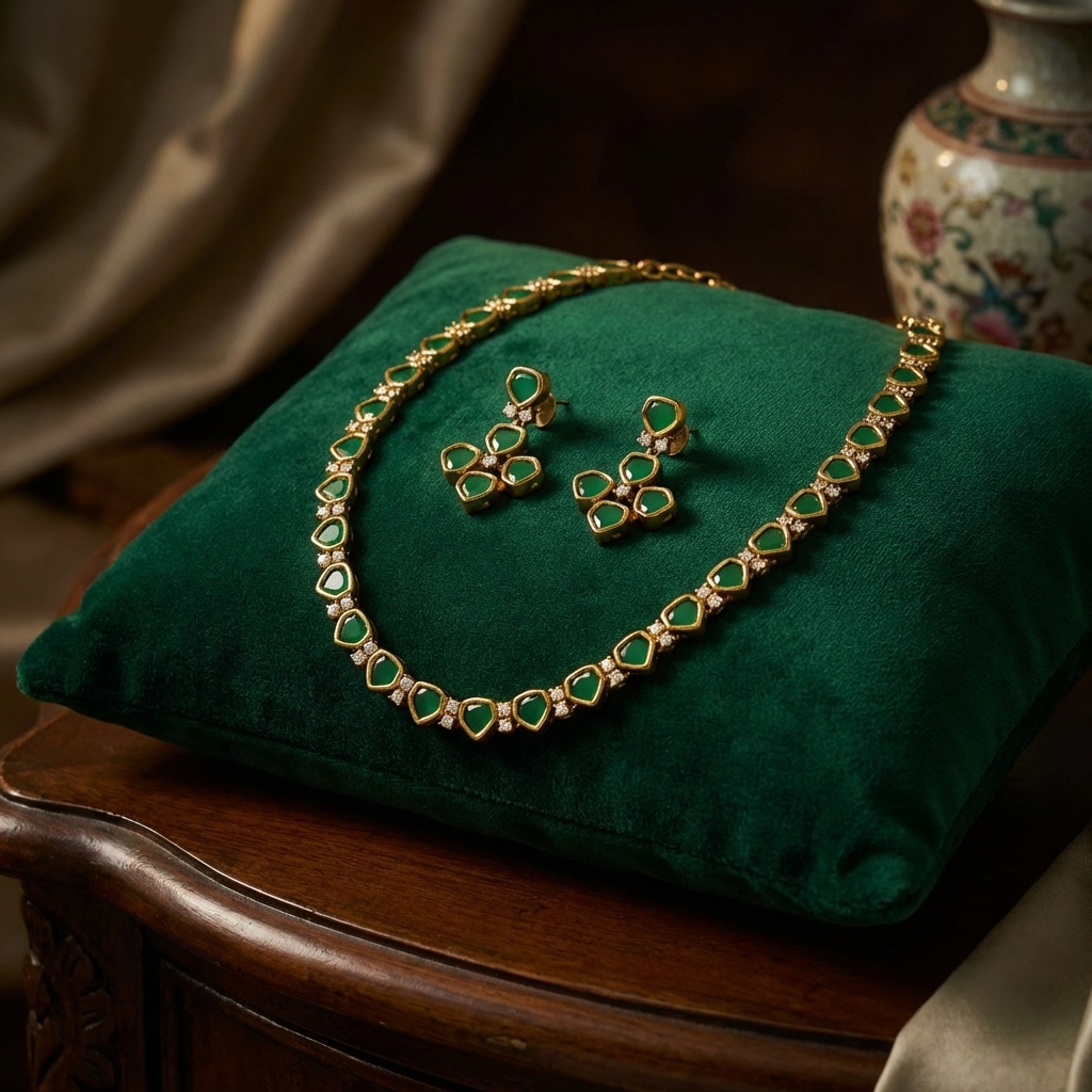 Victorian Mehndi Necklace Set – Finest Quality Bridal Jewelry for Weddings & Functions