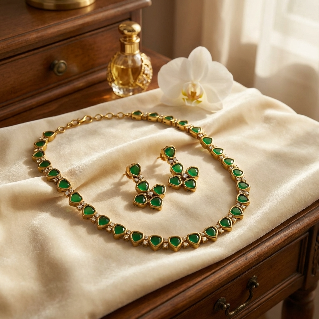 Victorian Mehndi Necklace Set – Finest Quality Bridal Jewelry for Weddings & Functions