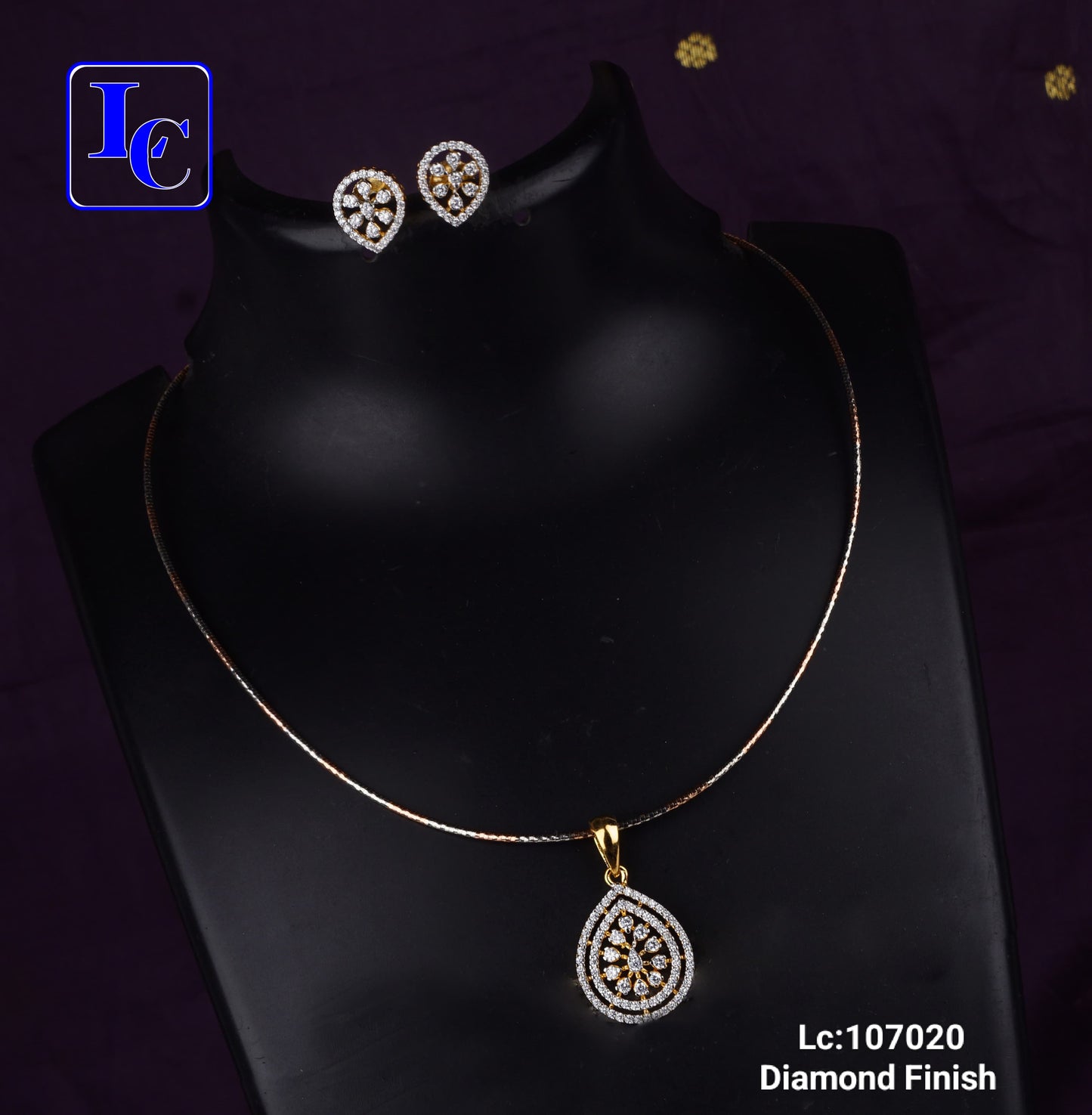 Dazzle Dot American Diamond Finish Locket with Anti tarnish Chain With Earrings - TheFindify