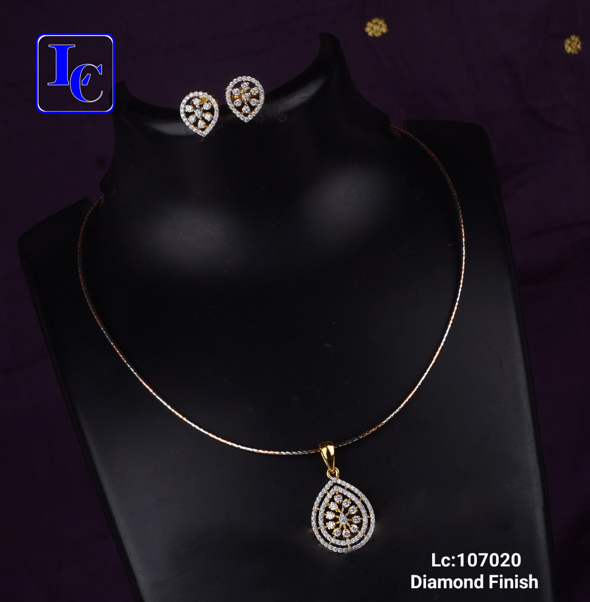 Dazzle Dot American Diamond Finish Locket with Anti tarnish Chain With Earrings - TheFindify