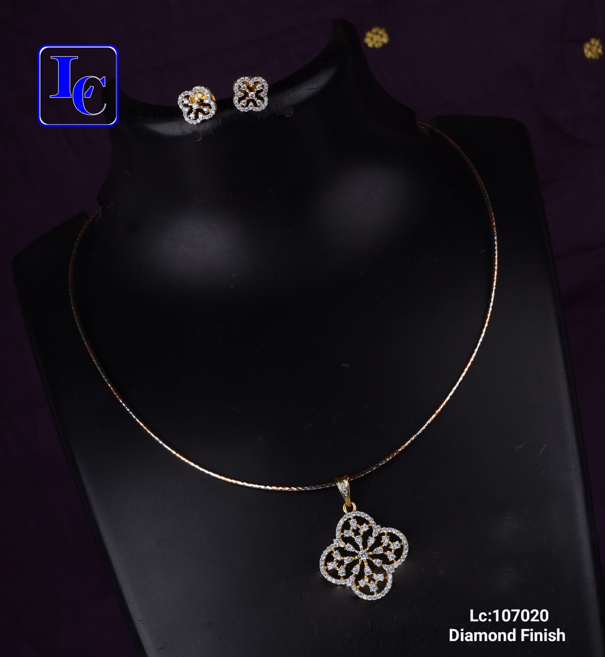 Dazzle Dot American Diamond Finish Locket with Anti tarnish Chain With Earrings - TheFindify