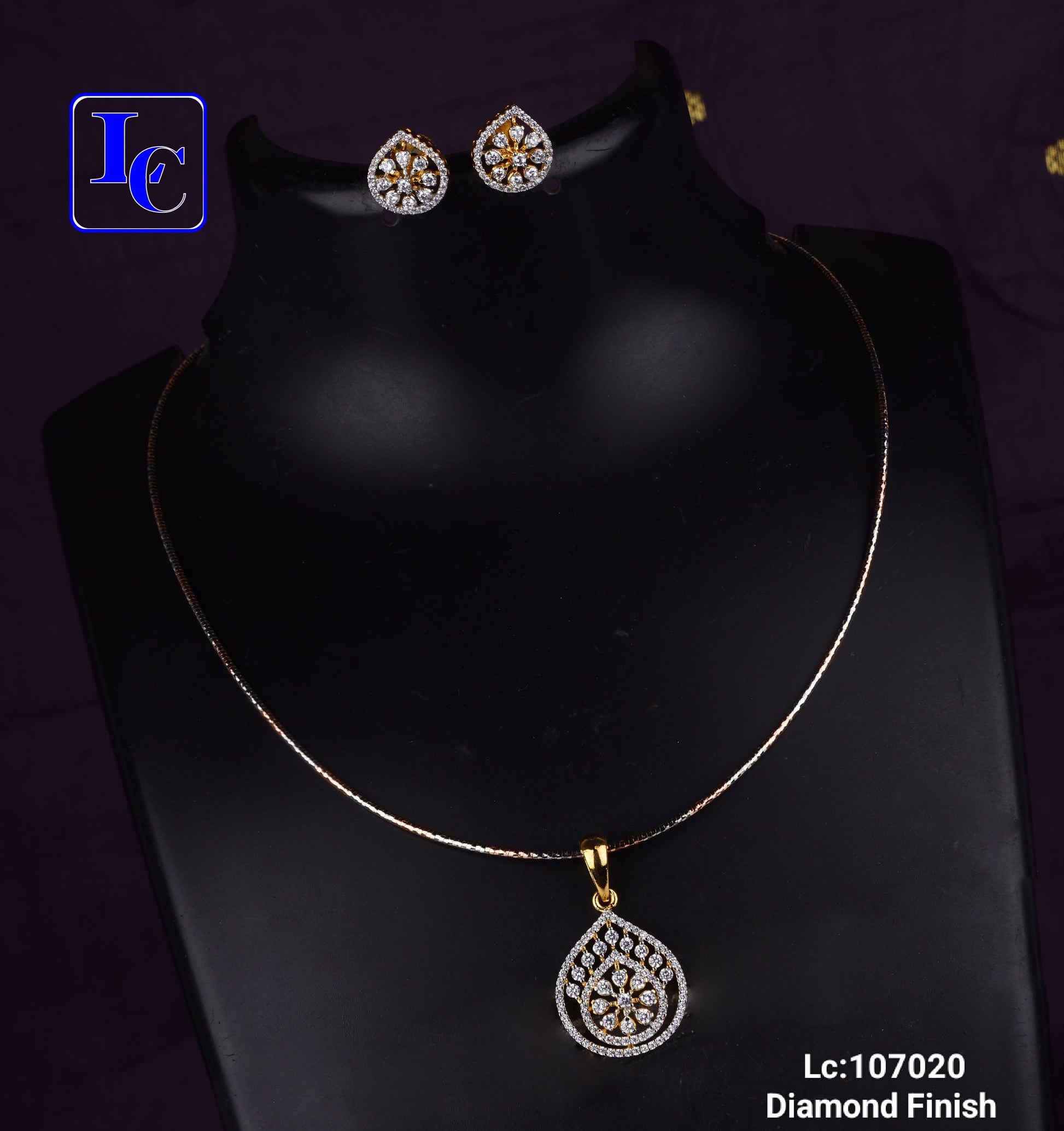 Dazzle Dot American Diamond Finish Locket with Anti tarnish Chain With Earrings - TheFindify