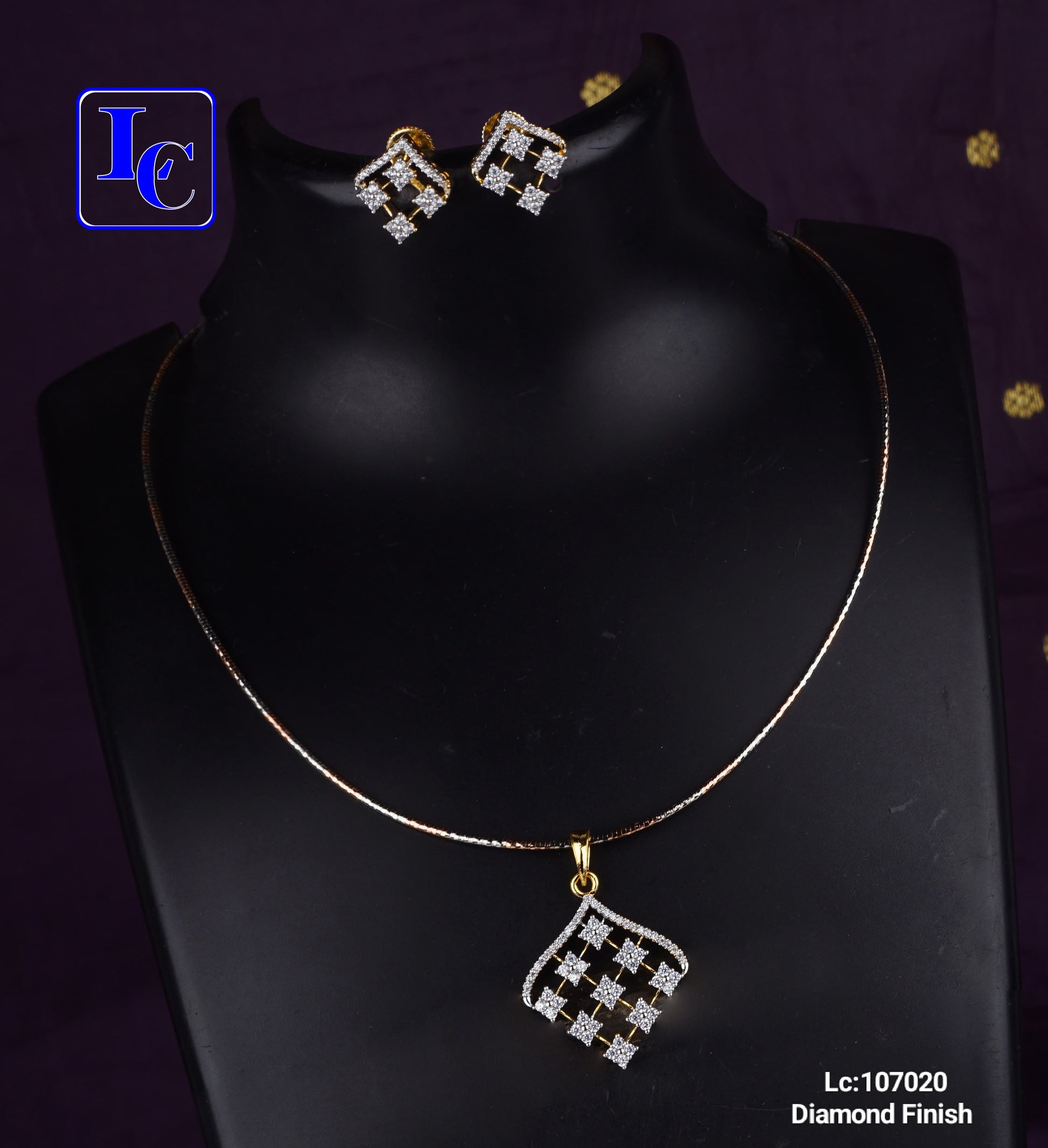 Dazzle Dot American Diamond Finish Locket with Anti tarnish Chain With Earrings - TheFindify