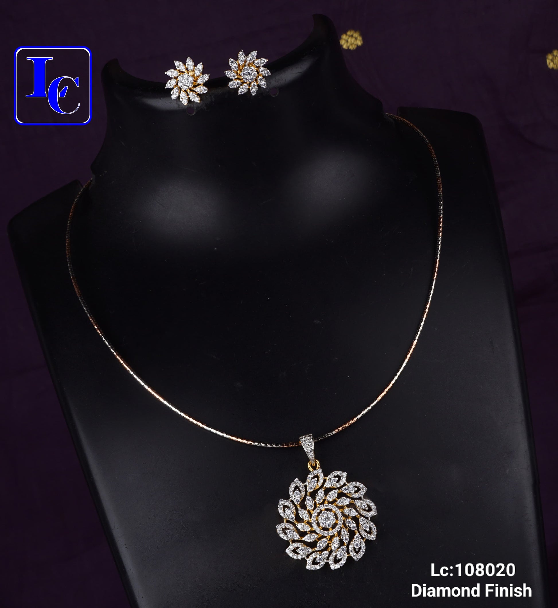 Dazzle Dot American Diamond Finish Locket with Anti tarnish Chain With Earrings - TheFindify