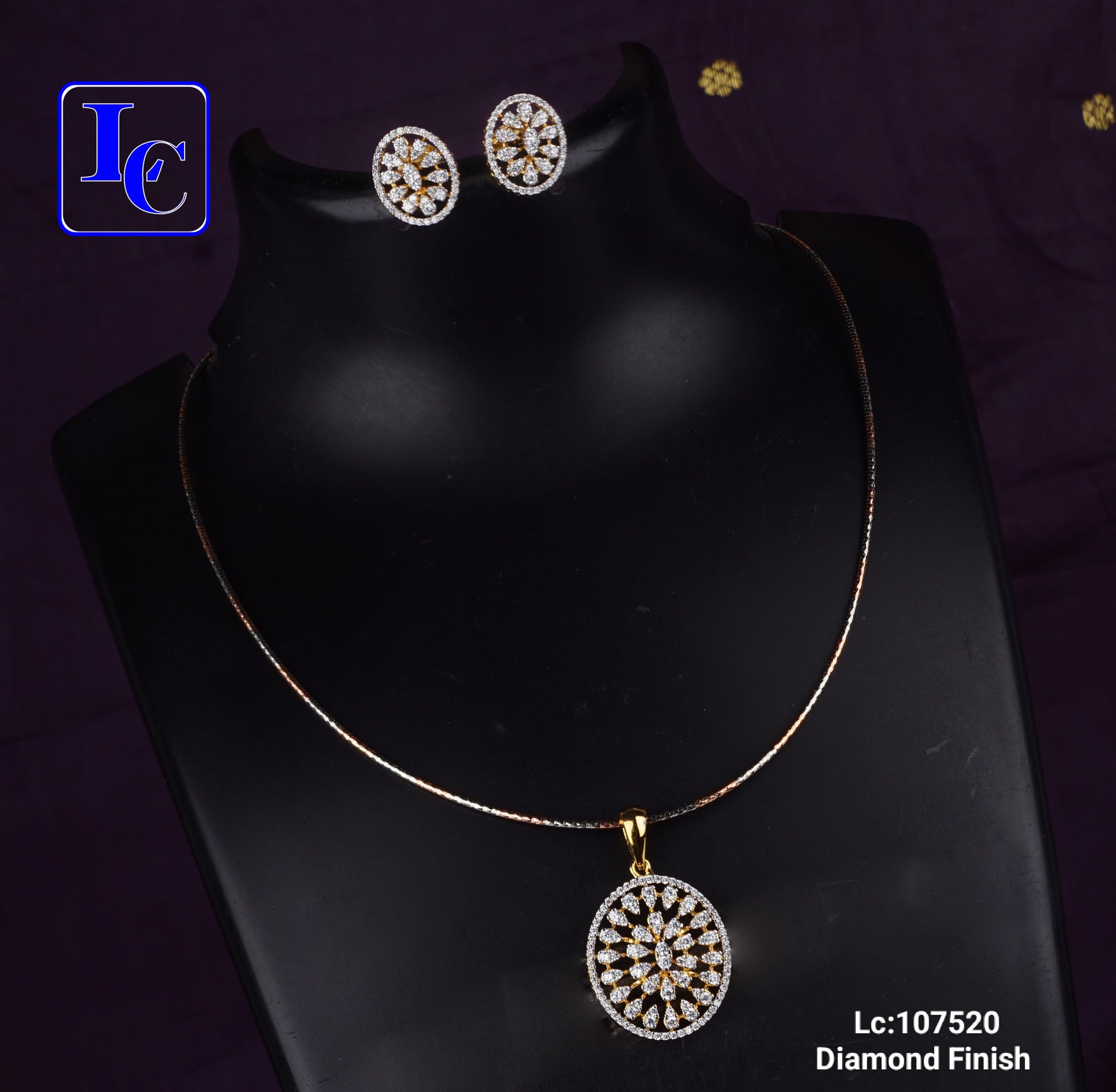 Dazzle Dot American Diamond Finish Locket with Anti tarnish Chain With Earrings - TheFindify