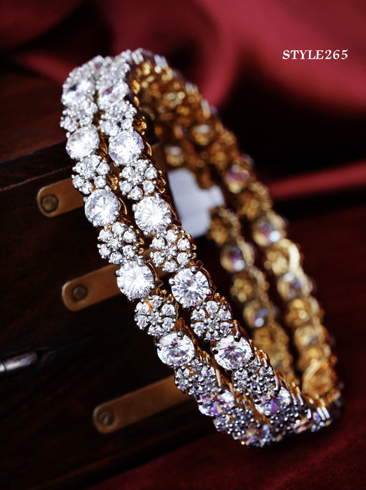 Frosted Chic Mini Diamond Finish Bangles - TheFindify