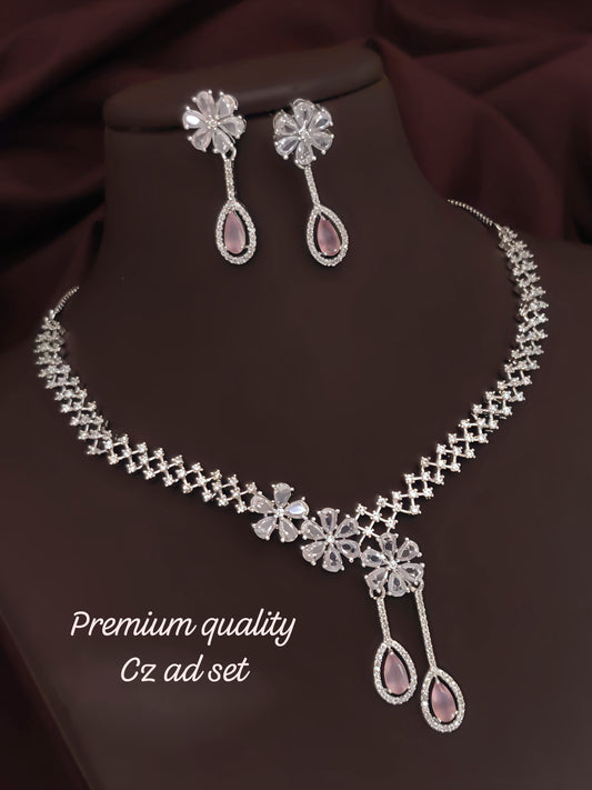 CZ Trio Flora Bloom Necklace Set - TheFindify