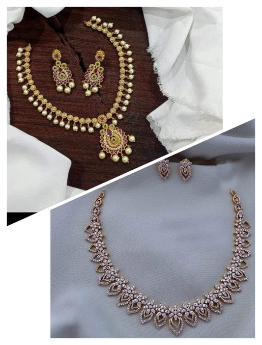 Simple party wear Necklace 2 sets - TheFindify